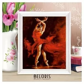 Роспись по холсту "Огненный танец" по номерам с красками по 3 мл + кисти + инструкция + крепёж