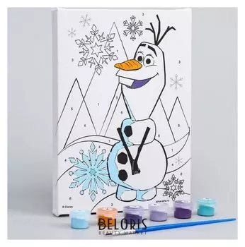 Роспись по холсту "Олаф" 21х15 см, холодное сердце