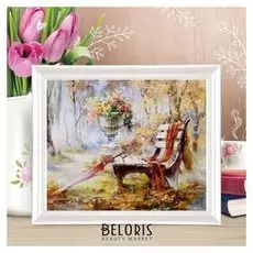 Роспись по холсту "Осенние краски" по номерам с красками по3 мл+ кисти+инстр-я+крепеж 30*40