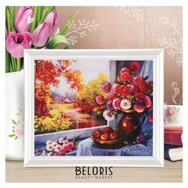 Роспись по холсту «Осенний букет» по номерам с красками по 3 мл+ кисти+крепеж, 30×40 см