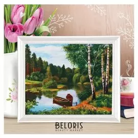 Роспись по холсту «Пара лодок» по номерам с красками по 3 мл+ кисти+крепеж, 30×40 см