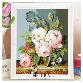 Роспись по холсту "Пионы" по номерам с красками по 3 мл+ кисти+крепеж 30*40