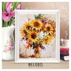 Роспись по холсту "Подсолнухи" по номерам с красками по3 мл+ кисти+инстр-я+крепеж 30*40