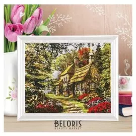 Роспись по холсту «Прелестный дом» по номерам с красками по 3 мл+ кисти+крепеж, 30×40 см