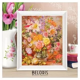 Роспись по холсту "Роскошный букет" по номерам с красками по 3 мл+ кисти+инстр+крепеж 30*40