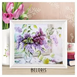 Роспись по холсту "Сирень" по номерам с красками по 3 мл+ кисти+инстр-я+крепеж 30*40