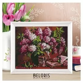 Роспись по холсту «Сирень» по номерам с красками по 3 мл+ кисти+крепеж, 30×40 см