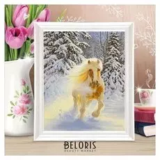 Роспись по холсту "Скакун" по номерам с красками по 3 мл+ кисти+инстр+крепеж 30*40