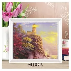 Роспись по холсту "Свет маяка" по номерам с красками по 3 мл+ кисти+инстр+крепеж 30*40