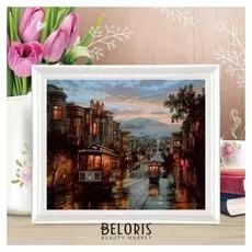 Роспись по холсту "Трамваи" по номерам с красками по3 мл+ кисти+инстр-я+крепеж 30*40