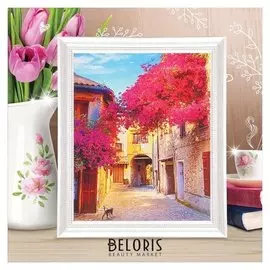Роспись по холсту "Улочка" по номерам с красками по 3 мл+ кисти+инстр+крепеж 30*40