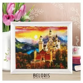 Роспись по холсту «Замок на закате» по номерам с красками по 3 мл+ кисти+крепеж, 30×40 см