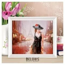 Роспись по холсту "Женщина в черном"по номерам с красками по 3 мл+ кисти+инстр+крепеж 30*40