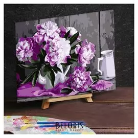 Роспись по номерам без подрамника "Пионы", 40 х 30 см