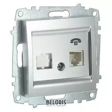 Розетка ABB Cosmo, TF (RJ 11 + гнездо), алюминий, 619-011000-221