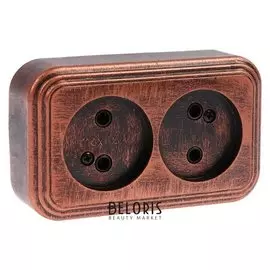 Розетка "Элект" RA 16-237-чм, 16 А, 250 В, двухместная, открытая, без з/к, черная под медь