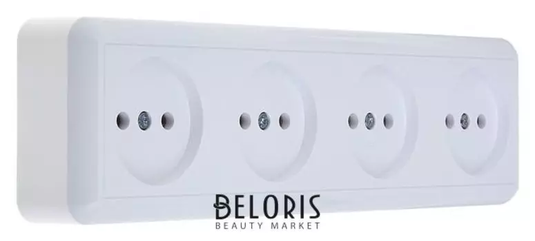 Розетка "Кунцево" оптима, четырехместная, 16 А, 250 В, без з/к, наружная, белая