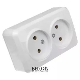 Розетка Smartbuy "Юпитер", 10 А, двухместная, открытая, без з/к, белая
