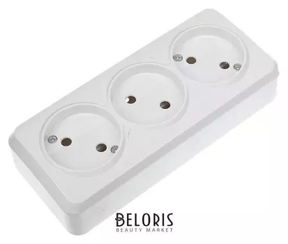 Розетка Smartbuy "Юпитер", 10 А, трехместная, открытая, без з/к, белая