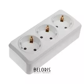 Розетка Smartbuy "Юпитер", 16 А, трехместная, открытая, с з/к, белая