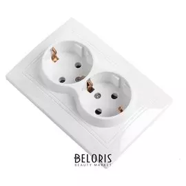 Розетка Smartbuy "Венера", двухместная, керамика, 16 А, с заземлением, белая
