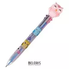 Ручка "Цапля" цветная пушок на подставке