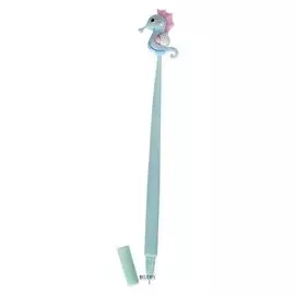 Ручка гелевая-прикол "Морской конек голубой, с розовой гривой", в пакете