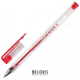 Ручка гелевая Staff, красная, корпус прозрачный, хромированные детали, узел 0,5 мм, линия письма 0,35 мм