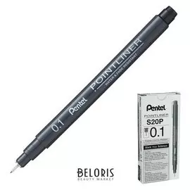 Ручка капиллярная для черчения Pentel Pointliner 0.1 мм, чернила черные S20p-1a