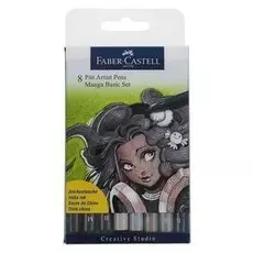 Ручка капиллярная набор Artist Pen Manga 8 шт./brush 6 цветов