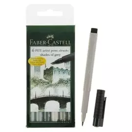 Ручка кисть капиллярная, набор Faber-castell Pitt Artist Pen Brush, 6 цветов от серого
