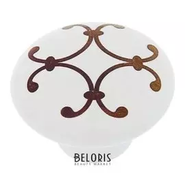 Ручка кнопка Ceramics 009, керамическая, белая с рисунком