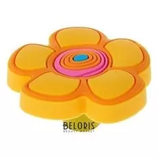 Ручка кнопка детская KID 024, "Цветочек 2", резиновая, желтая