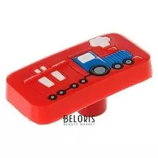 Ручка кнопка детская KID 033, "Паровозик", резиновая, красная