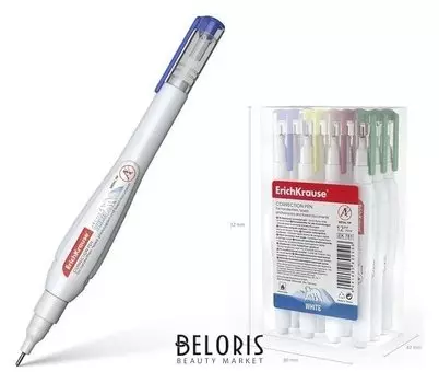 Ручка-корректор 10 мл, Erich Krause Arctic White, с металлическим наконечником