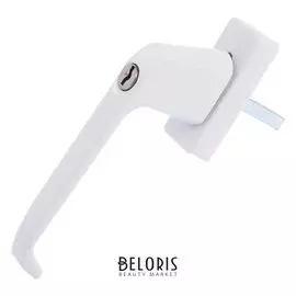 Ручка оконная, с замком, металлическая, белая