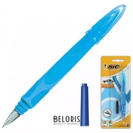 Ручка перьевая Bic "Easyclic", корпус голубой, иридиевое перо, сменный картридж, блистер
