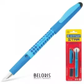 Ручка перьевая Centropen "Star", корпус ассорти, иридиевое перо, 2 сменных картриджа, блистер