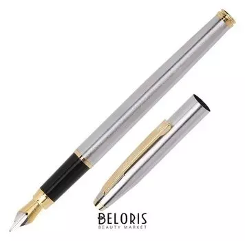 Ручка перьевая Luxor Sterling, линия 0.8 мм, чернила синие, корпус хром/золото