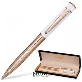 Ручка подарочная шариковая "Mont Pelerin", корпус золотистый с белым, золотистые детали, пишущий узел 0,7 мм, синяя