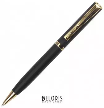 Ручка подарочная шариковая Pierre Cardin "Eco", корпус черный матовый, латунь, золотистые детали, синяя