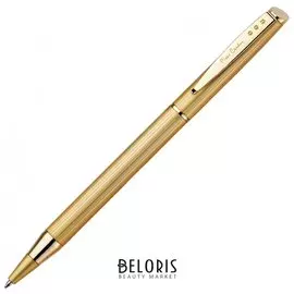 Ручка подарочная шариковая Pierre Cardin "Gamme", корпус латунь, гравировка, золотистые детали, синяя