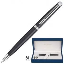 Ручка подарочная шариковая Waterman "Hemisphere Matt Black Ct", корпус черный матовый лак, хромированные детали, синяя