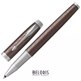 Ручка-роллер Parker "Im Premium Brown Ct", корпус коричневый с гравировкой, хромированные детали, черная