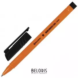 Ручка шариковая Brauberg "Solar", черная, трехгранная, корпус оранжевый, узел 1 мм, линия письма 0,5 мм