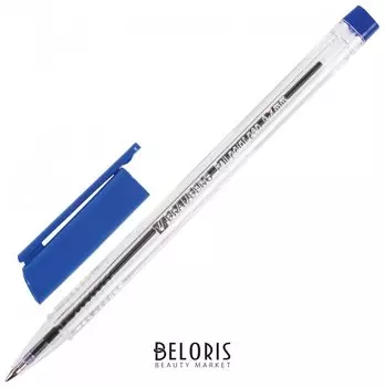 Ручка шариковая Brauberg трехгранная, синяя, корпус прозрачный, узел 0,7 мм, линия письма 0,3 мм