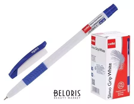 Ручка шариковая Cello "Slimo Grip White Body" узел 0.7мм, чернила синие, грип 2670