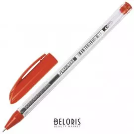 Ручка шариковая масляная Brauberg "Rite-oil", красная, корпус прозрачный, узел 0,7 мм, линия письма 0,35 мм