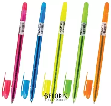 Ручка шариковая масляная пифагор "Neon", синяя, корпус неоновый ассорти, узел 1 мм, линия письма 0,7 мм