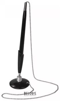 Ручка шариковая настольная Brauberg "Стенд-пен блэк1", синяя, цепочка, корпус черный, линия письма 0,5 мм